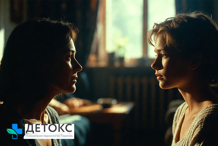 Мама пытается поговорить с сыном